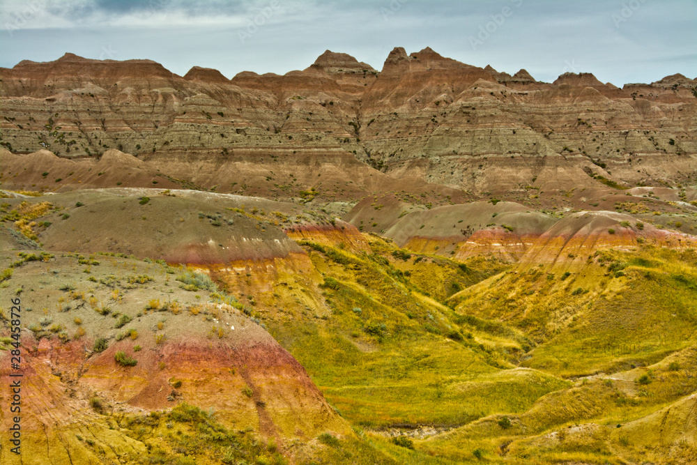 Colorful hills, Badlands Loop Road, Badlands National Park, South Dakota, USA
