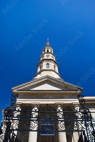 USA, South Carolina, Charleston. Front view of St. Philip's Church, a National Historic Landmark.  photo