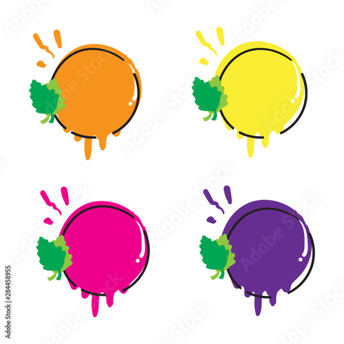 Juice fresh fruit label icon sticker with hand drawn doodle concept vector