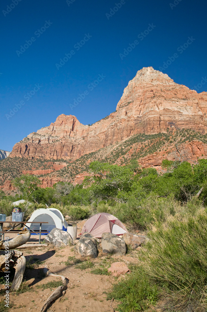 UT, Zion National Park, Tent camping at South Campground