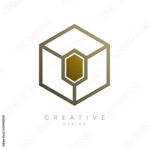 Hexagons with bright and elegant colors. Creative and modern logo design