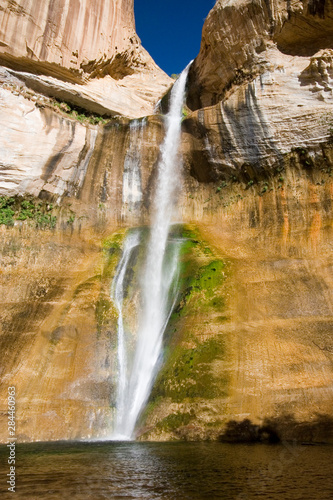 USA - Utah. Lower Calf Creek Falls cascades 126 feet into pool in Grand Staircase - Escalante National Monument.