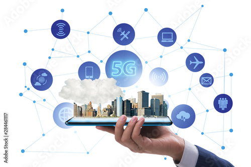 5G mobile technology concept - high internet speed