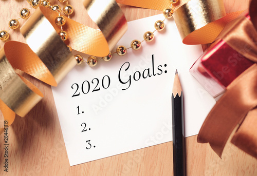 Goals 2020 with gold decoration.