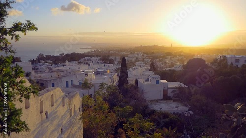 View Of The Famous Tunisian Town Sidi Bou Said In The Evening