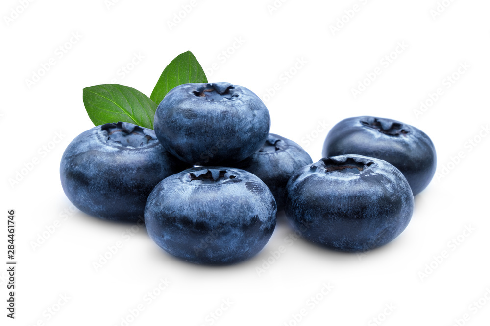 blueberry with green leaf isolated on white background blueberry with green leaf isolated on white background