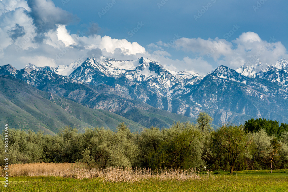 View of Wasatch Mountains from Wheeler Farm, Murray, Utah