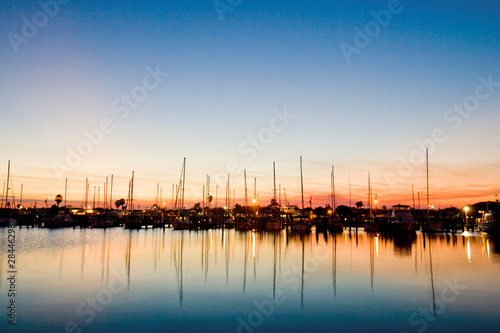 Rockport, Texas harbor at sunset photo