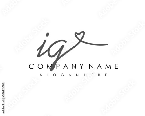IG Initial handwriting logo vector