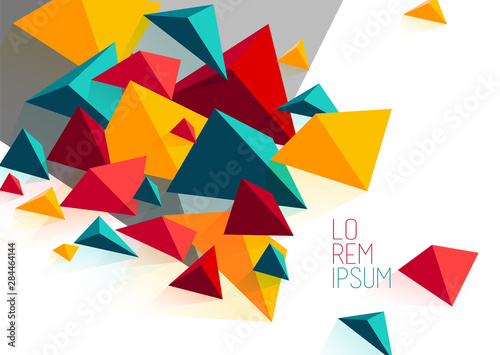 Vector document design template with abstract polygonal objects.