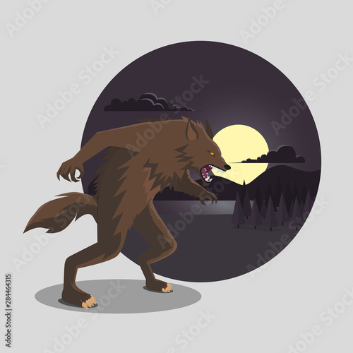 Flat Design of Halloween Werewolf