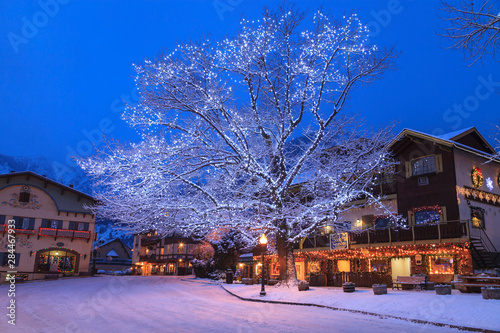 Christmas Lighting Festival, Leavenworth, Bavarian Alpine Village, Eastern Washington State, USA photo