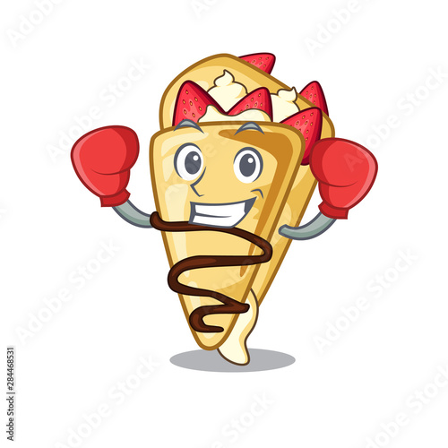 Boxing cartoon crepe cooked in frying pan