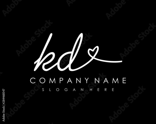 KD Initial handwriting logo vector
