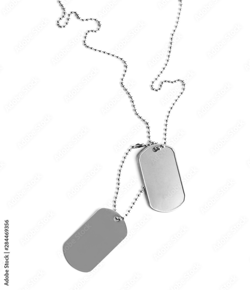 Blank military ID tags isolated on white Stock Photo | Adobe Stock