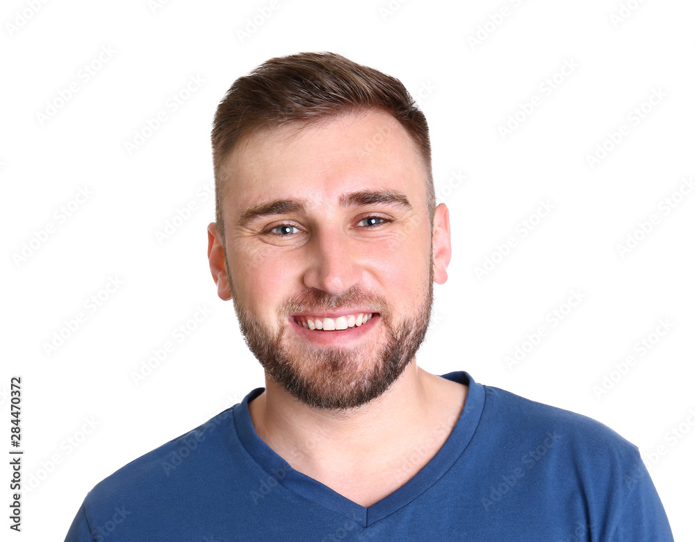 Portrait of handsome happy man on white background Portrait of handsome happy man on white background