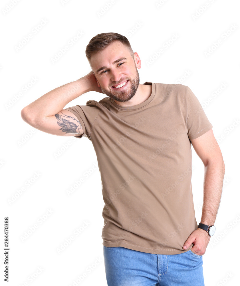 Portrait of handsome happy man on white background Portrait of handsome happy man on white background