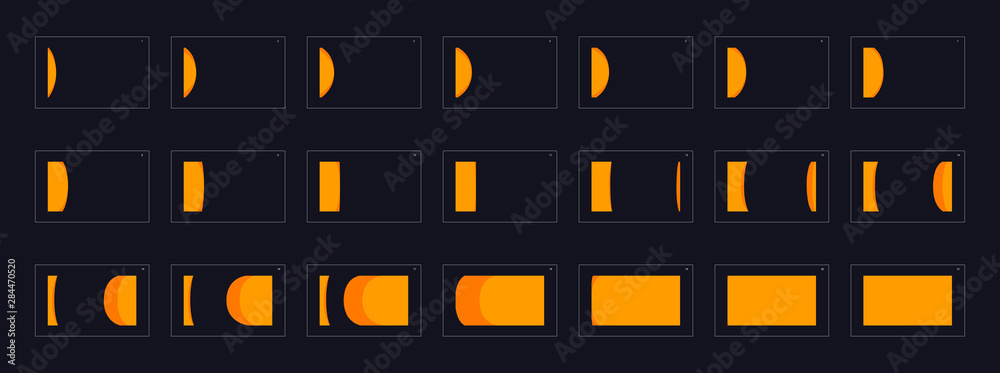 Animation transitions effect. Sprite Sheet of transitions. Ready frame by  frame animation for games, cartoon or animation. yellow color scene  transition effect. Animation transitions effect 23 Stock Vector | Adobe  Stock
