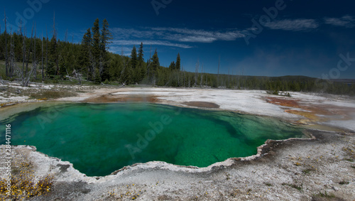 USA, Wyoming. Large green thermal pool, West Thumb Geyser Area, Yellowstone National Park.