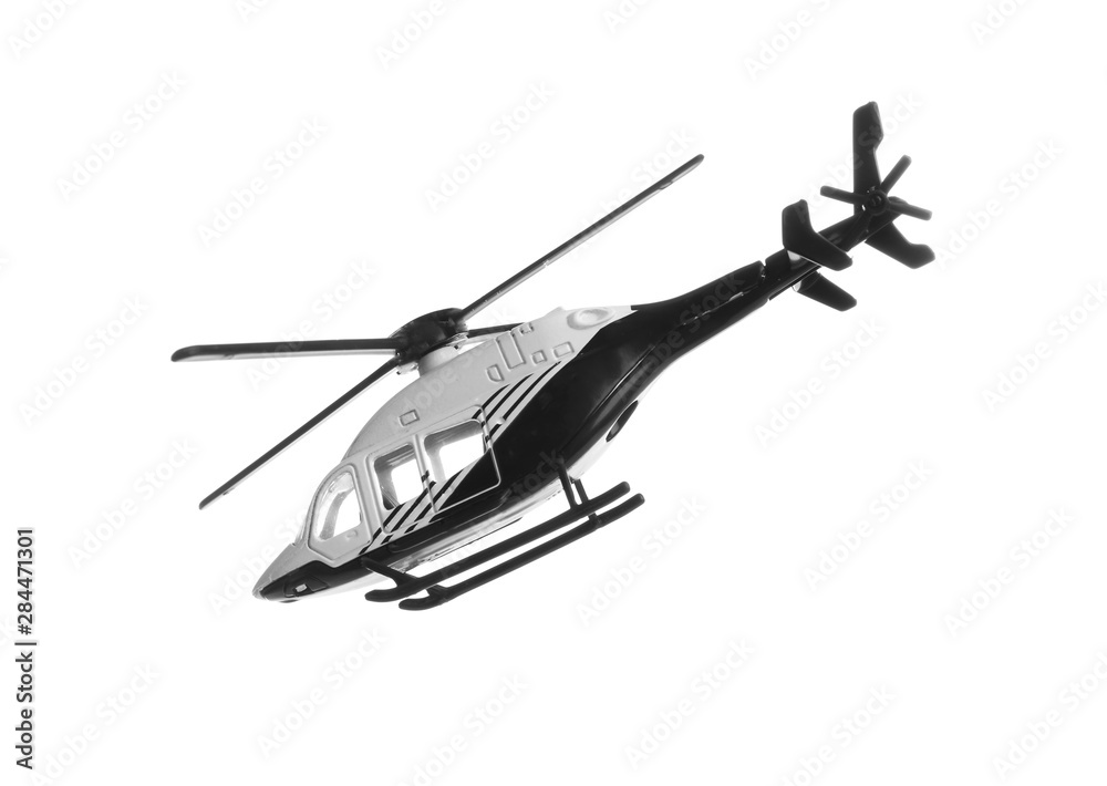 Modern toy military helicopter on white background Modern toy military helicopter on white background