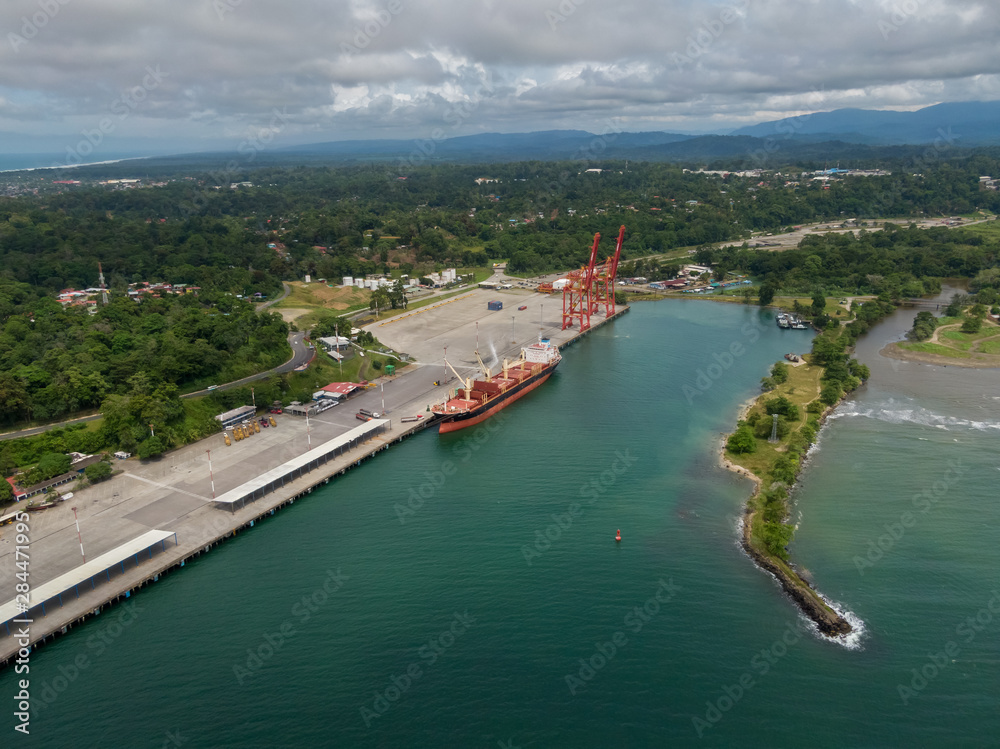 Beautiful aerial view of the Moin Port in Limon Costa Rica Stock Photo |  Adobe Stock