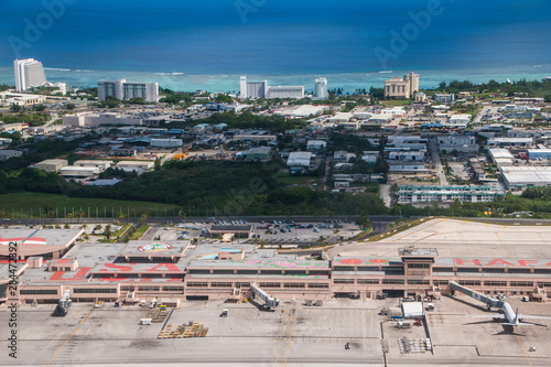 Aerial of the Airport of Guam, US Territory, Central Pacific