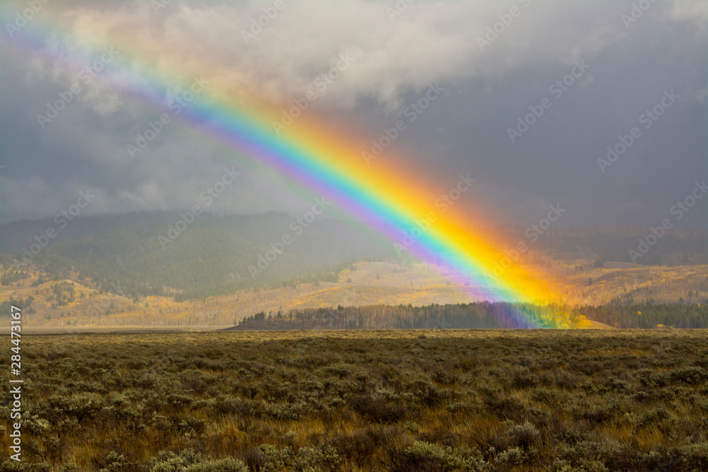 Rainbow, Glacier View, Shadow Mountains, Grand Teton National Park, Wyoming, USA