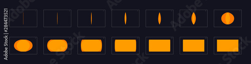 Animation transitions effect. Sprite Sheet of transitions. Ready frame by frame animation for games, cartoon or animation. yellow color scene transition effect. Animation transitions effect 29