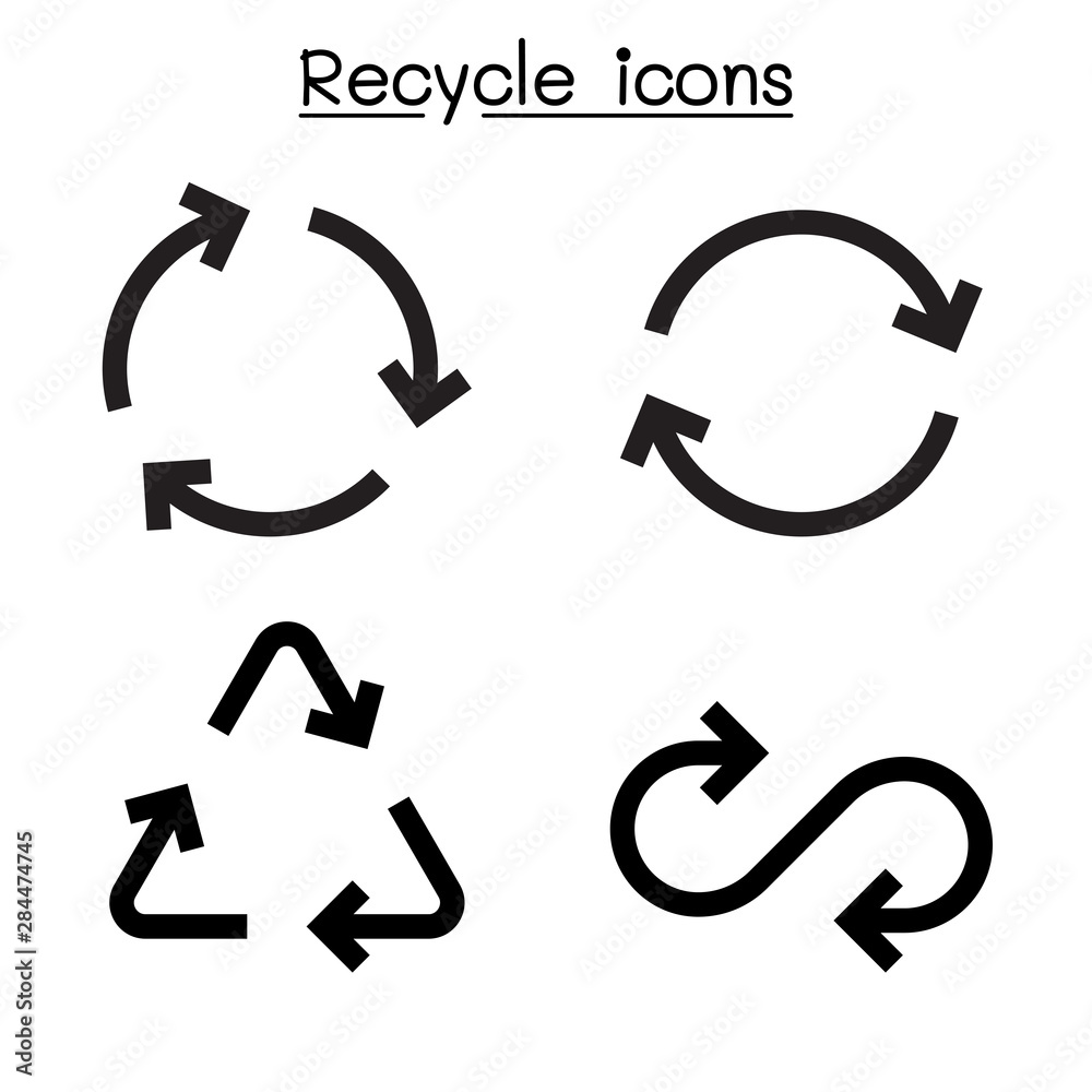 Recycle icon set in flat style Recycle icon set in flat style