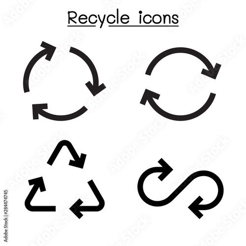 Recycle icon set in flat style