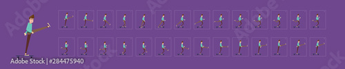 man riding skateboard. young adult boy rides skateboard. Skater vector design.  Flat style character vector illustration. frame by frame skateboarding animation.