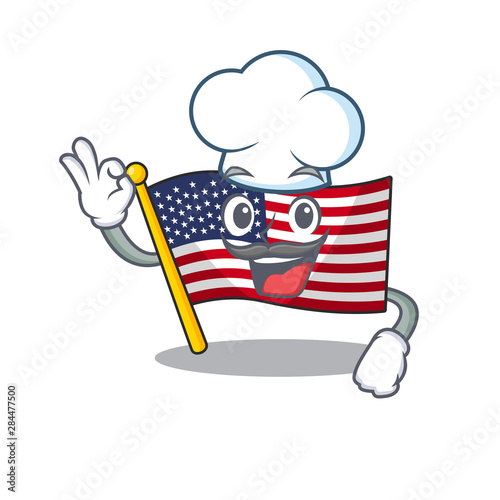 Chef flag america with the mascot shape