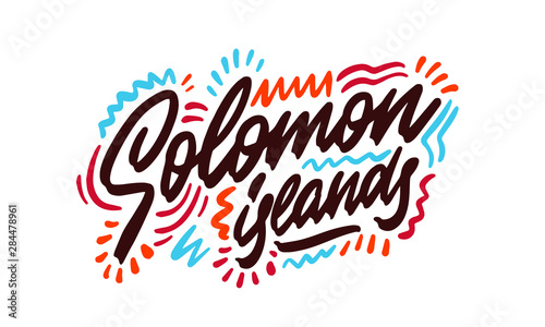 Solomon Islands handwritten state name.Modern Calligraphy Hand Lettering for Printing background  logo  for posters  invitations  cards  etc. Typography vector.