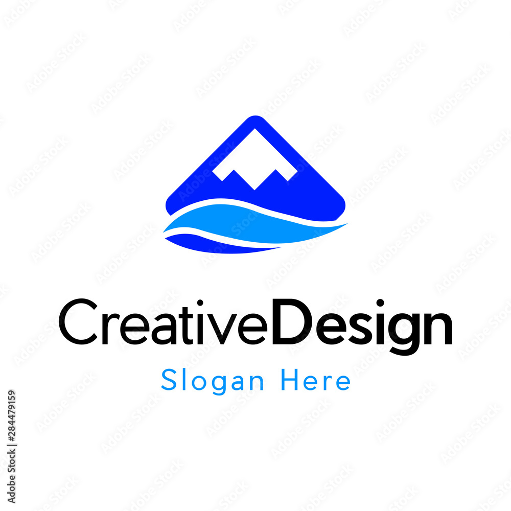 Simple vector logo in a modern style. Top of the mountain, Vector Design with mountain outdoor concept Simple vector logo in a modern style. Top of the mountain, Vector Design with mountain outdoor concept