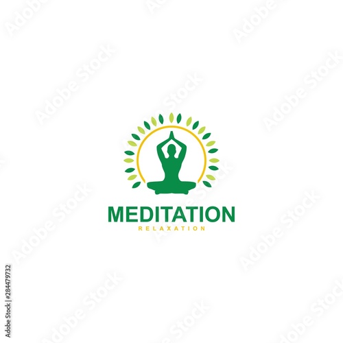 Meditation , yoga logo template design vector