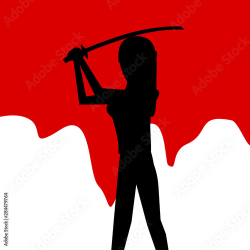 Frau mit Samurai Schwert