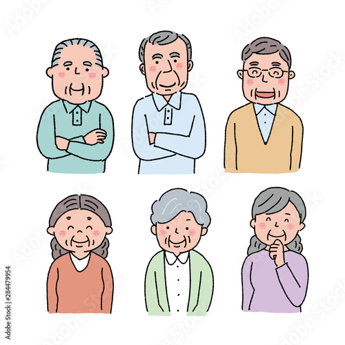 高齢者　表情　イラスト　