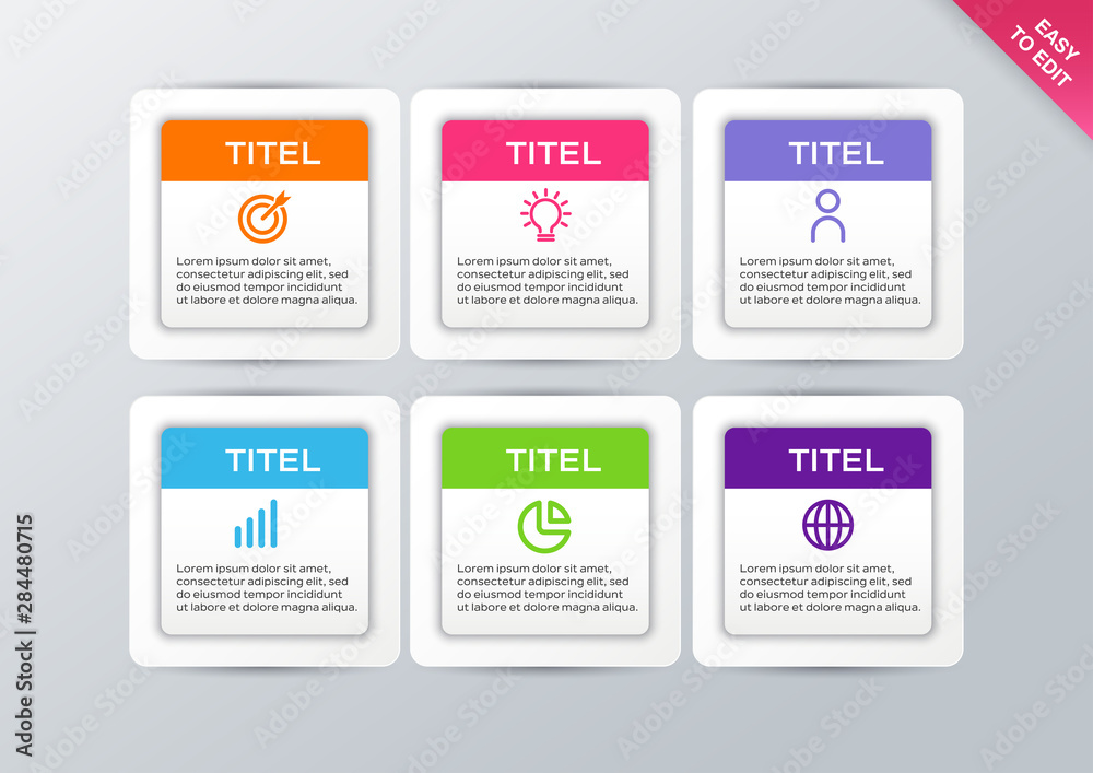 Presentation business infographic template with 6 options. Vector illustration. Presentation business infographic template with 6 options. Vector illustration.
