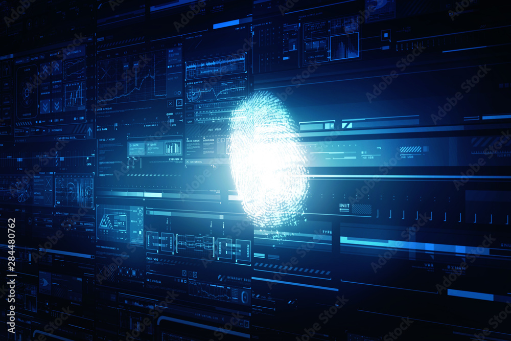 Obraz premium Fingerprint Scanning Technology Concept 2d Illustration