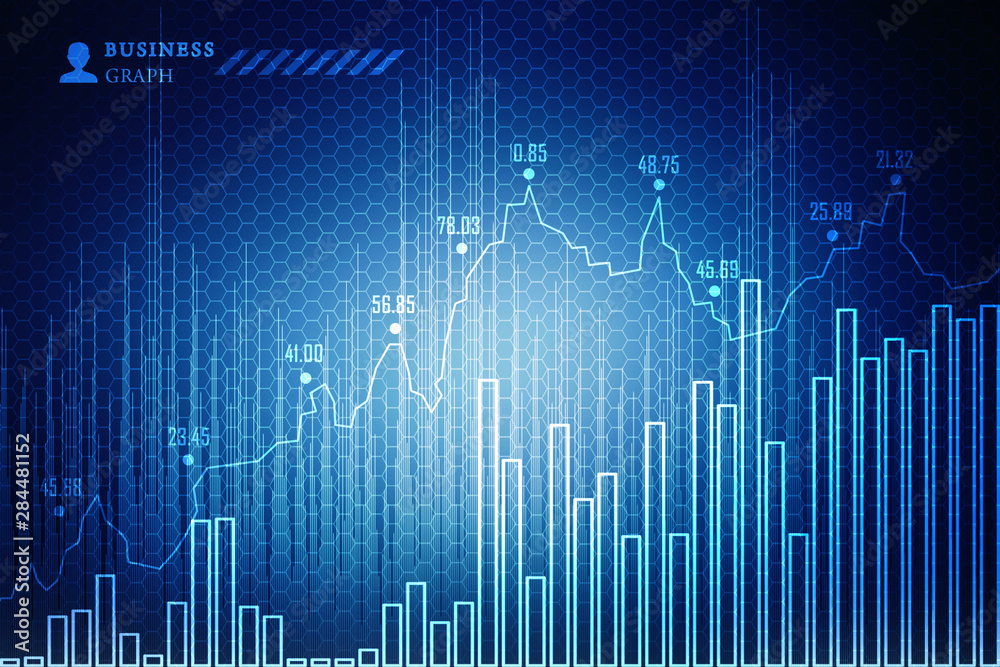 2d rendering Stock market online business concept. business Graph 
