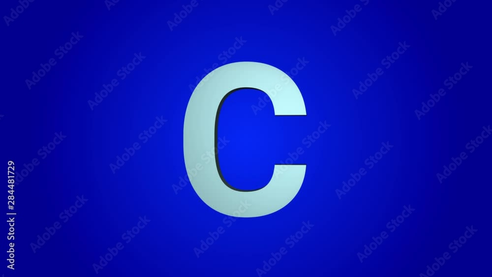 C letter 3D rotation on a blue background Alphabet C letter 3D rotation on a blue background Alphabet
