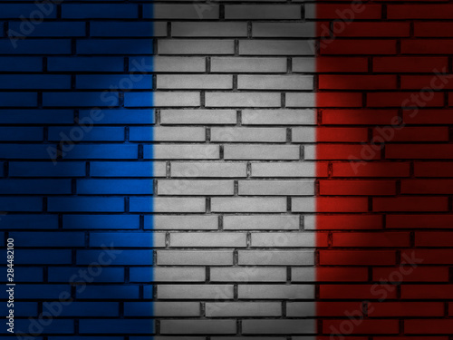 France flag brick wall