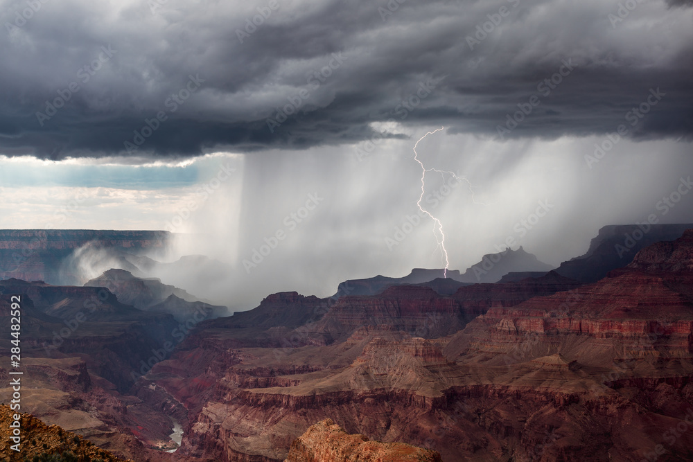 Thunderstorm with lightning in the Grand Canyon