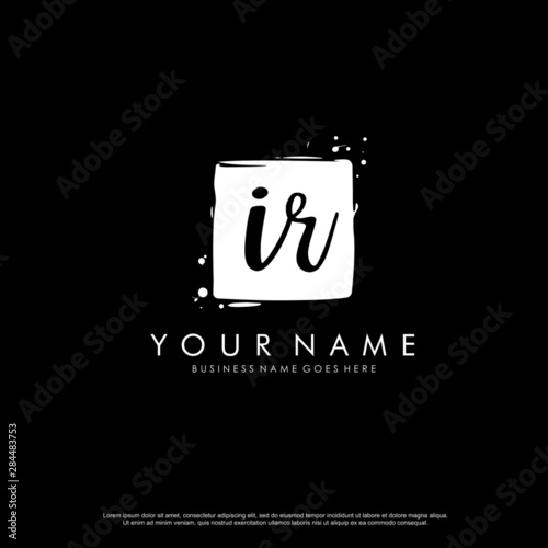 I R IR initial square logo template vector