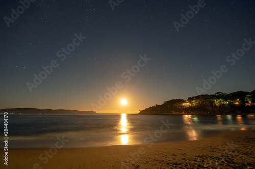 Stars and Moon Rise Seascape Nightscape © Merrillie