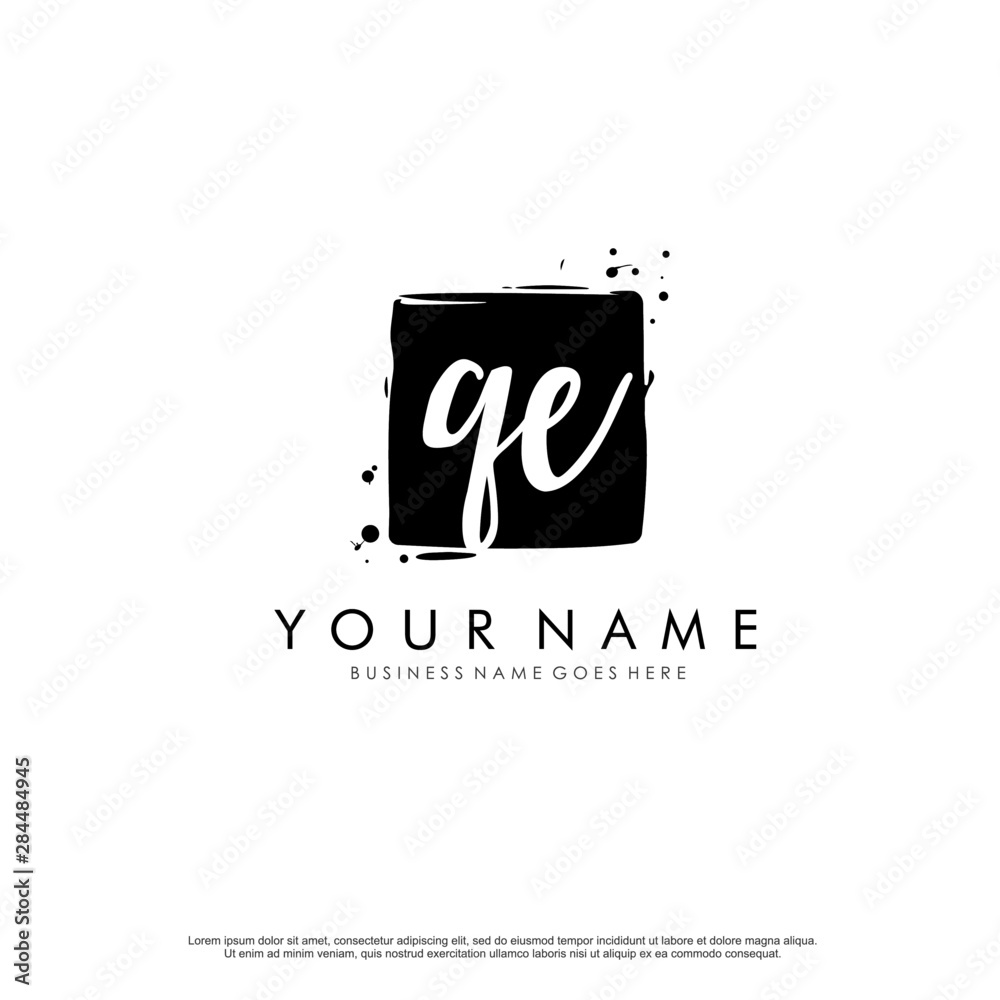 Q E QE initial square logo template vector