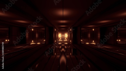 clean style blck tunnel corridor background with golden glow background 3d rendering © Michael