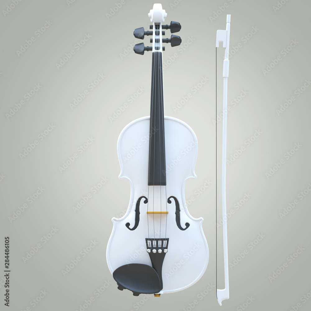 White Violin color gradient background 3d illustration 3d rendering