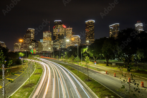 Night landscape of Downtown Houston at night or sunset © duydophotography