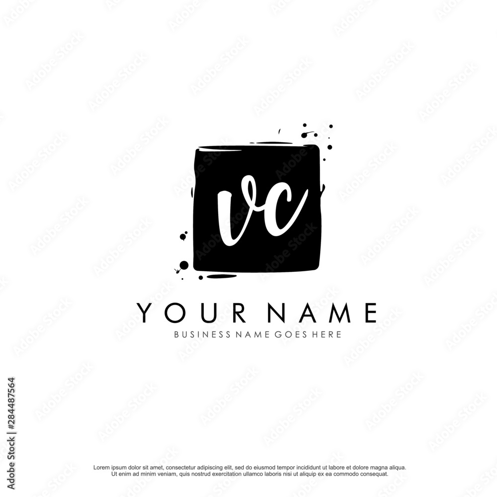 V C VC initial square logo template vector
